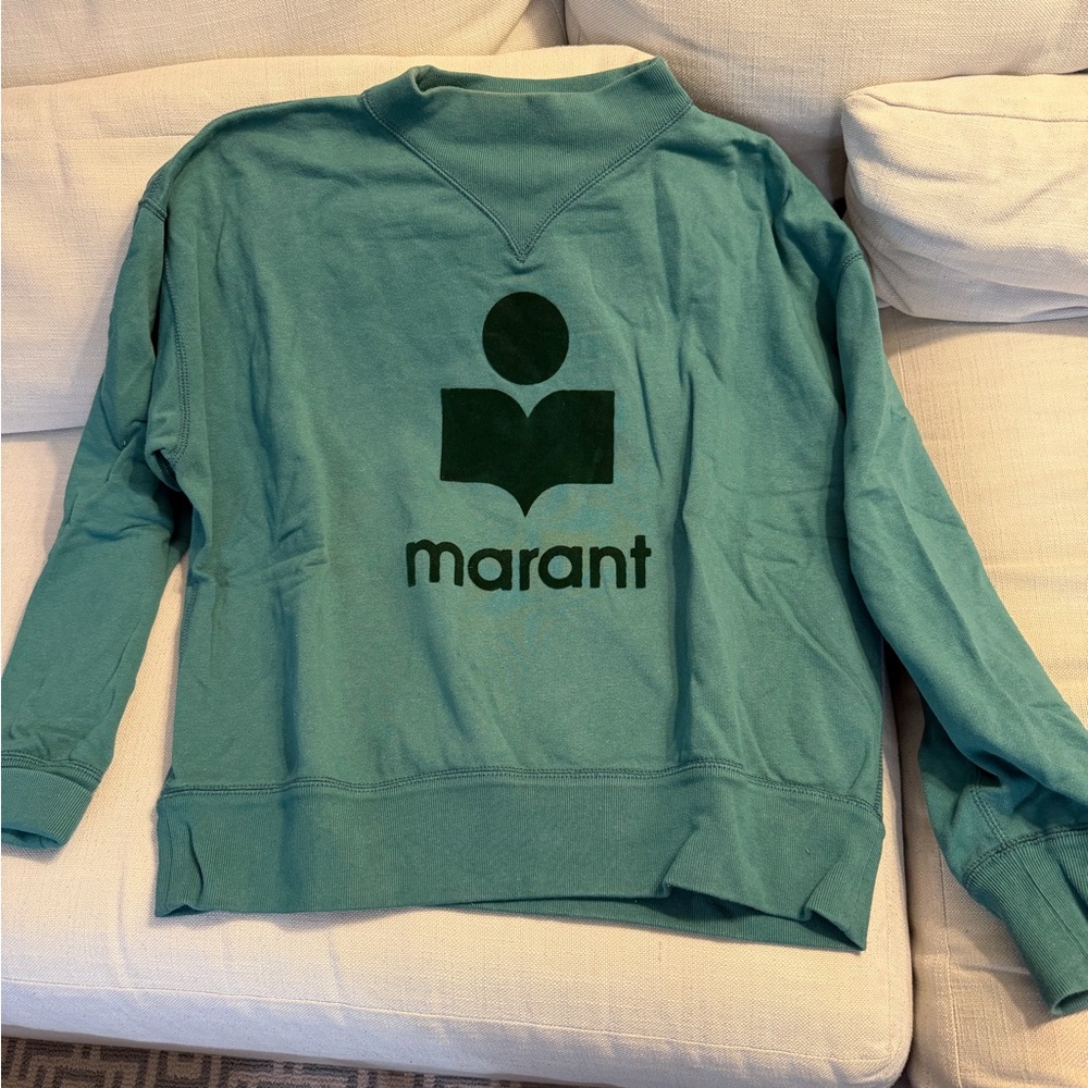 Isabel Marant Teal Green Logo Crewneck Sweater